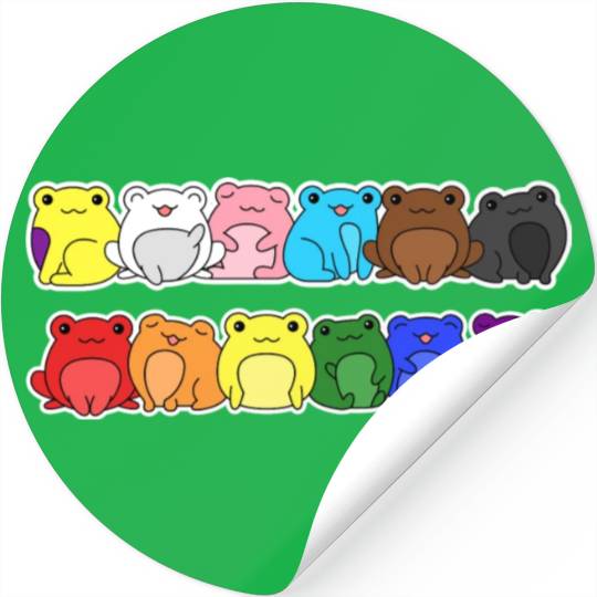 Pride Progress Flag Frog Design for Equality Stickers