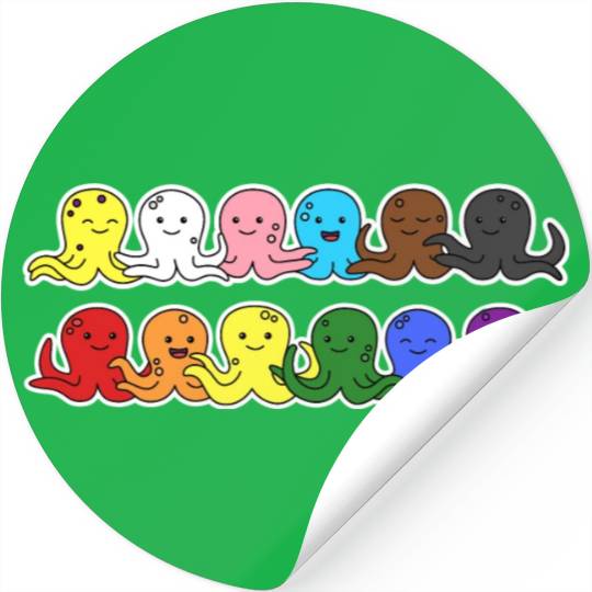 Pride Progress Flag Octopus Design for Equality Stickers