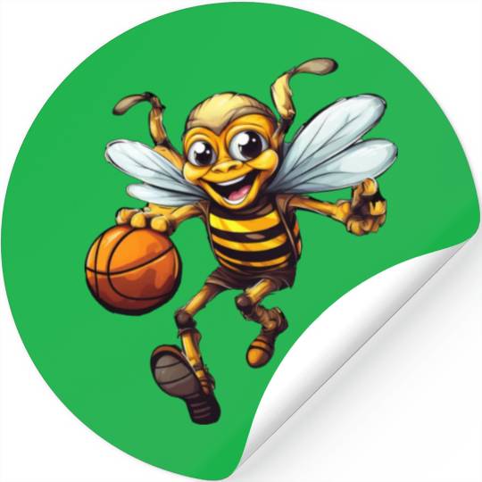 Laughing basketball bee Stickers