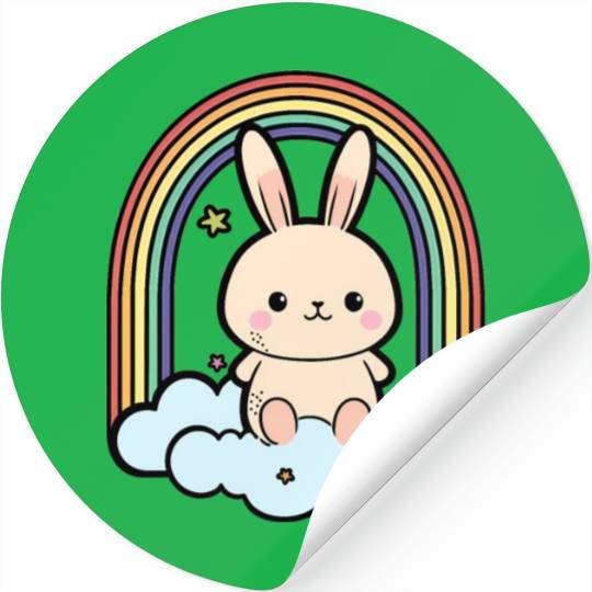Rabbit Rainbow Cloud Cute Kawaii Bunny Magic Stickers