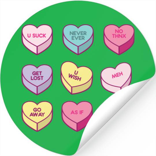 Sassy Anti Valentines Day Conversation Candy Stickers