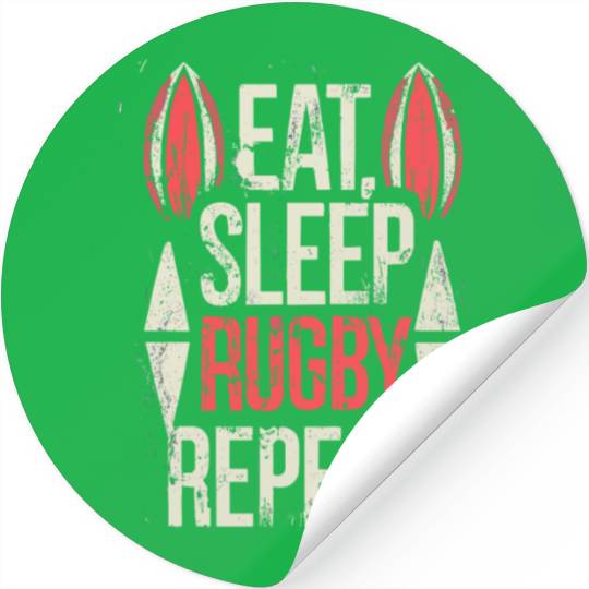 Eat Sleep Rugby Repeat Sports Typography Stickers