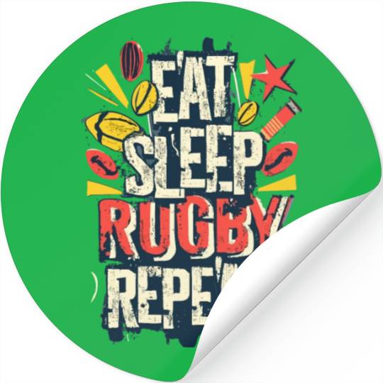 Eat Sleep Rugby Repeat Sport Typografie Stickers