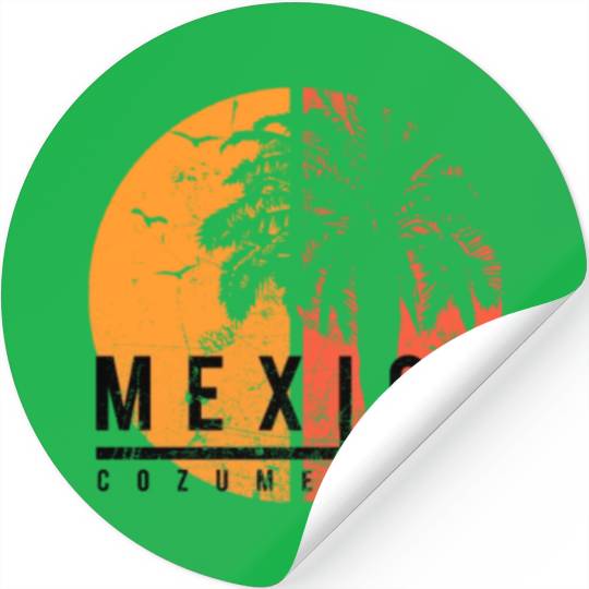 Artistic Cozumel Mexico Cool Palm Tree Vacation Stickers