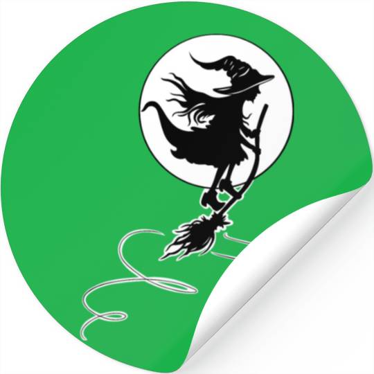 Witch Wizard Broom Halloween Stickers