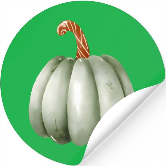 Green Pumpkin Watercolor Stickers