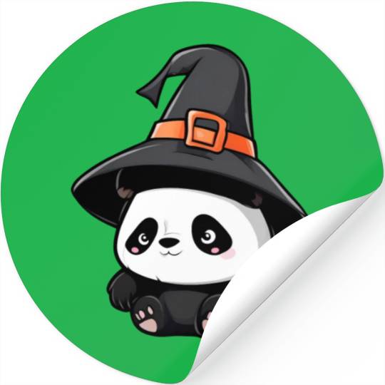 Cute Halloween panda with a witch hat. Stickers