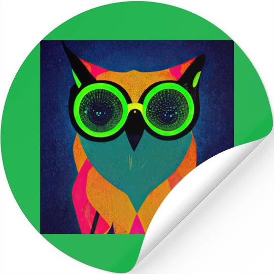 Mod Owl: Bold Owl with Green Glasses Stickers
