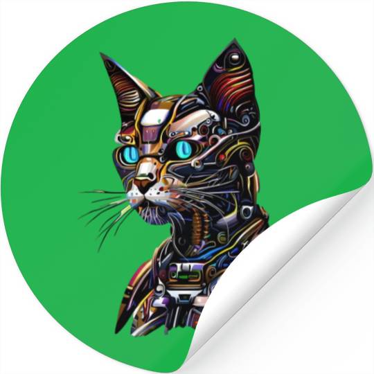 Cyborg cat robot Stickers