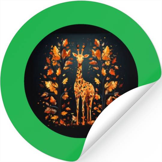 Giraffe in Autum Design Stickers