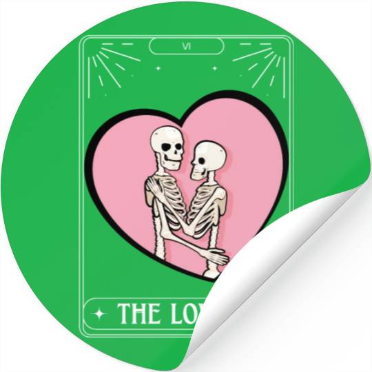 The Lovers Tarot Card Got Skeleton Skull Halloween Stickers