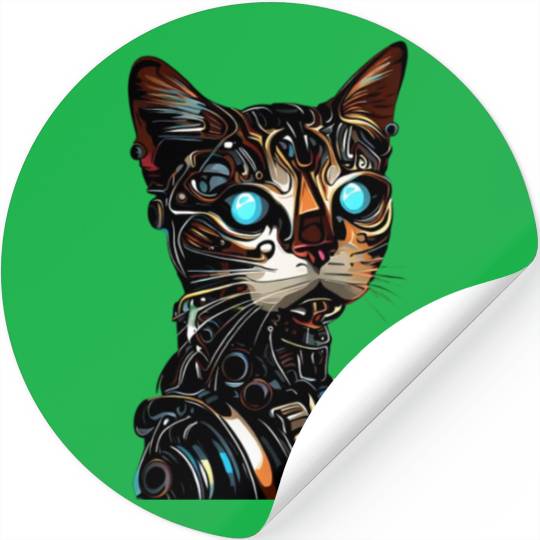 Cyborg cat robot Stickers