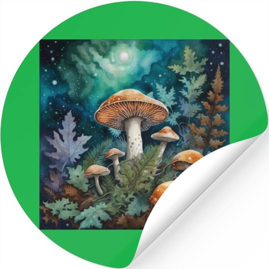 Full Moon Mushroom Nature Stickers