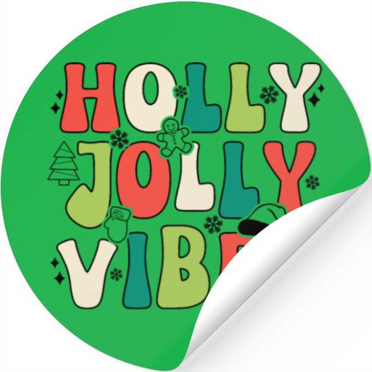Holly Jolly Vibes Happy Xmas Christmas Holiday Stickers