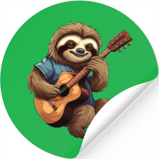 Sloth Guitar Player Stickers