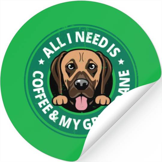 All I need is Coffee and my Great Dane Puppy Dog Stickers
