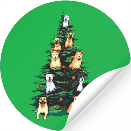 Christmas Dog Tree Animals Lover Funny Xmas Stickers