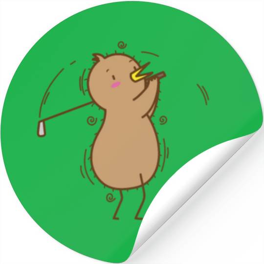 Kiwi playing Golf Kiwi Bird and Fruit Stickers