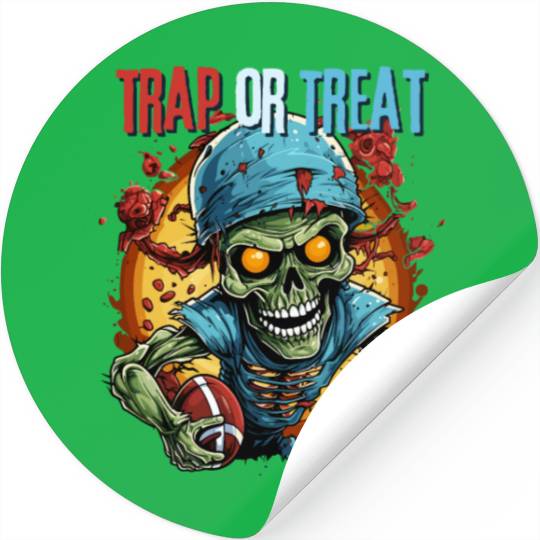 Trap or Treat Zombie American football Stickers