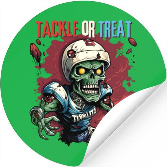 Tackle or Treat Zombie American football Stickers