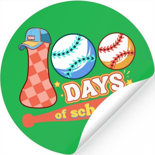 100 days of school baseball Stickers