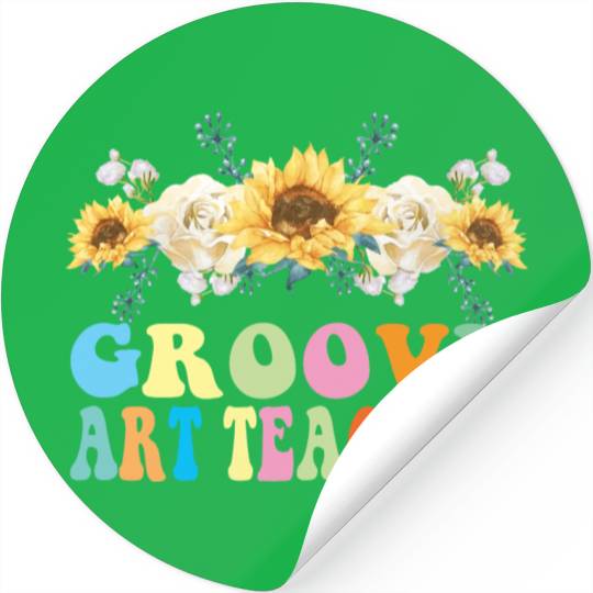 Groovy Art Teacher Flower Gift Stickers
