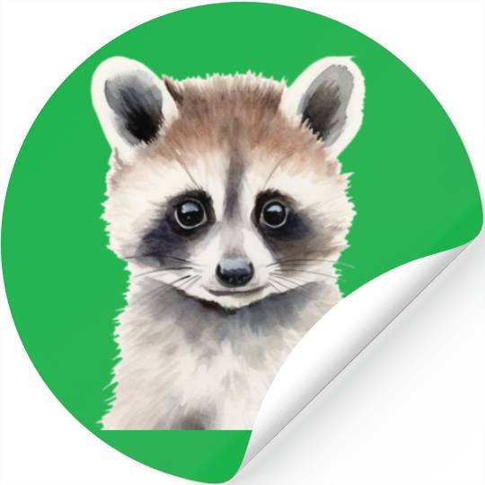 Baby Raccoon Portrait Stickers