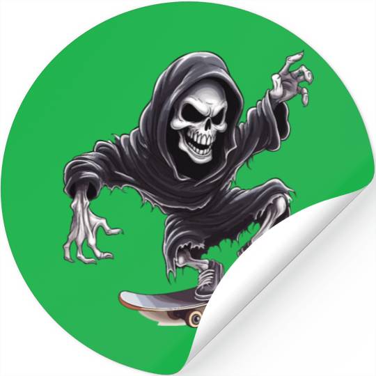 Grim Reaper Shreds the Streets: Skateboarding for Stickers