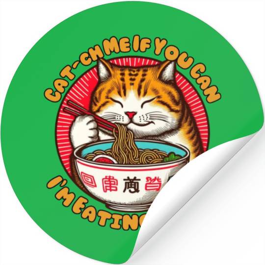 I'm eating Ramen Japanese cat Stickers