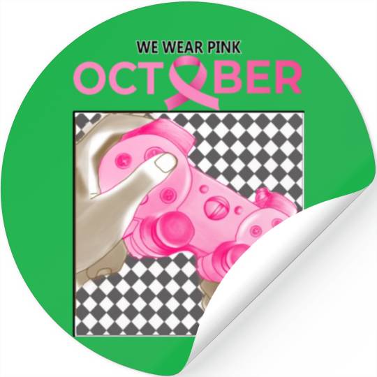 In October We Wear Pink Breast Cancer Stickers