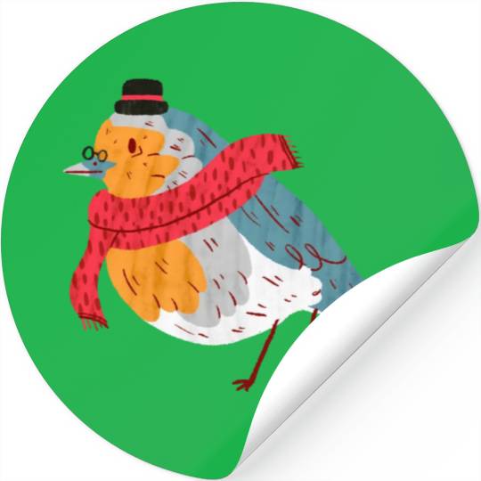 Robin With a Scarf Stickers