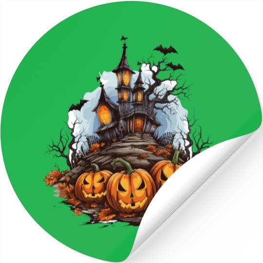 Halloween Pumpkin Bat Spell Haunted House Stickers