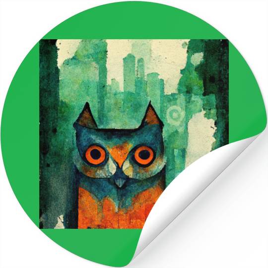 Mod Owl: Watercolor CIty Owl Stickers