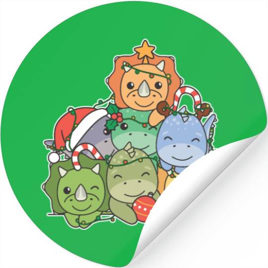 Dinosaur Christmas Tree Funny Animal Stickers