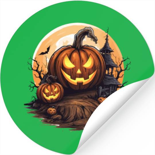 Halloween Haunted House Spell Pumpkin Bat Stickers