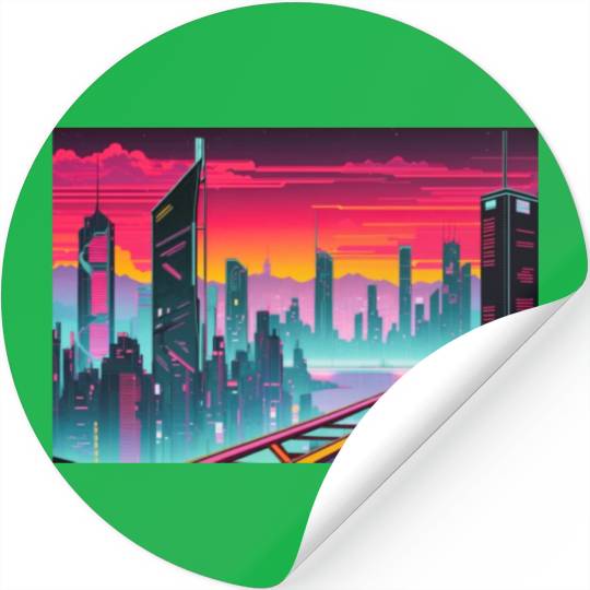 Cyberpunk Cityscape Stickers