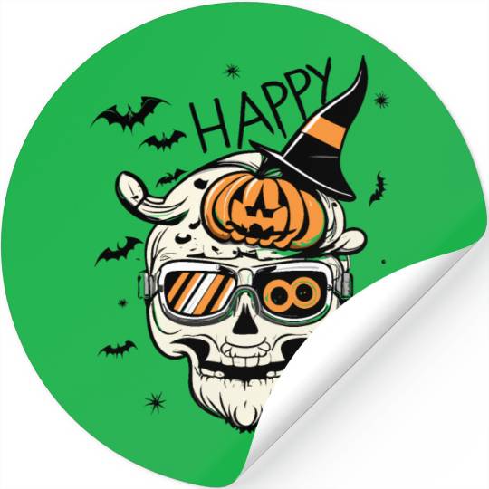 Skull Candy Punppkin Halloween Stickers