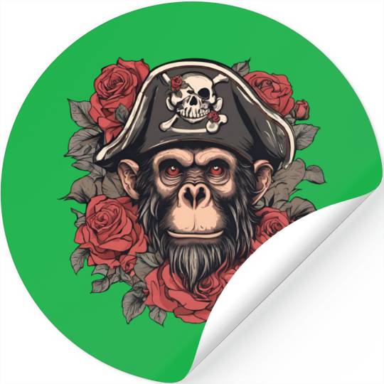 Pirate Monkey / Animal / Rose / Skull / Comic Stickers