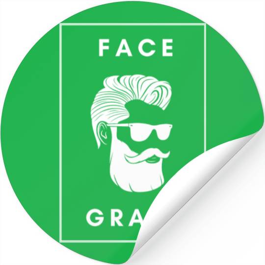 Face Grass, White beard, Black and White Stickers