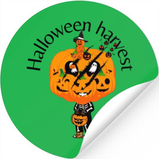 Halloween Harvest Pumpkin Slash Trick or Treater Stickers