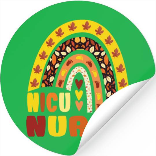 Rainbow Autumn NICU Nurse Maple Leaf Fall Vibes Stickers