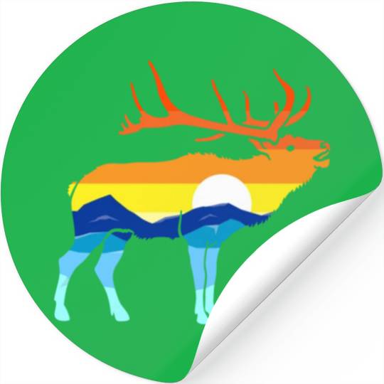 Camping Hiking Retro Mountains Outdoors Camp Elk Stickers