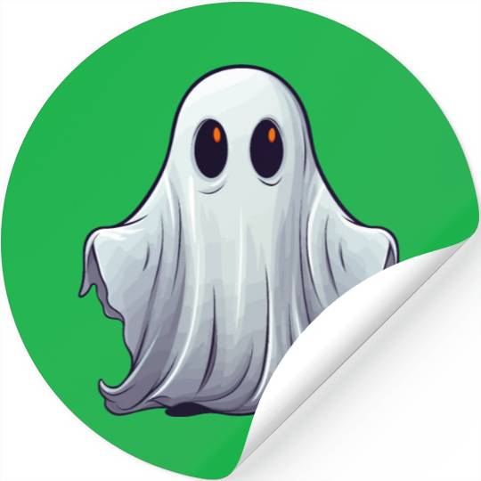 Funny Halloween Pumpkin With Cute Ghost Stickers