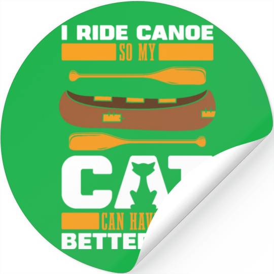 Canoe Canoeing Canoeist Cat Stickers