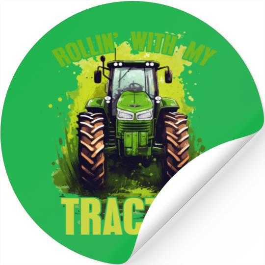 Rollin' With My Tractor Farmer Gift Agriculture Stickers