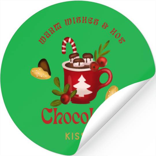 Merry Christmas Warm Wishes and Hot Chocolate Stickers