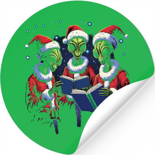 Alien Christmas Carolers Stickers
