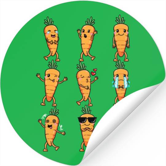 Carrot Emoticon Vegetable Vegan Vegetarian Stickers