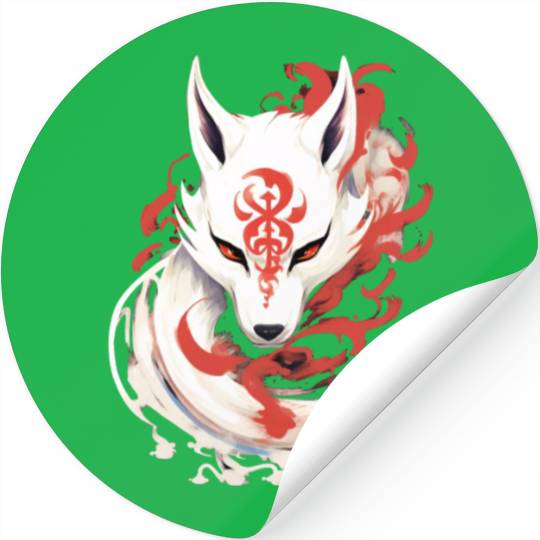 Japan Anime Kitsune Maske Kumiho Fox Samurai Stickers