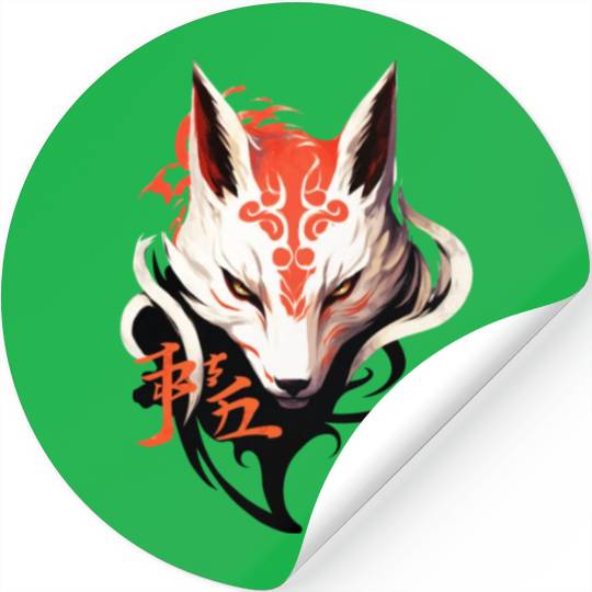 Fox Maske Kumiho Japan Kitsune Samurai Anime Stickers